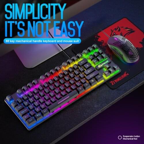 Wired RGB Backlit Keyboard and Mouse Combos Ergonomic Waterproof Gaming Keyboards 6400DPI Mouse for Lenovo/Xiaomi PC Laptop