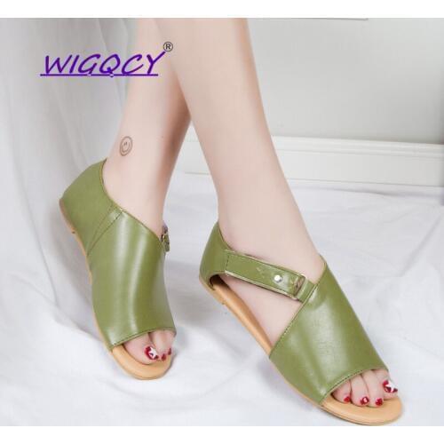 Flat Openwork Hook loop sandals women 2019 summer shoes women Fashion Wild Comfortable Concise Open toe Gladiator ladies shoes