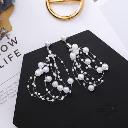 Gypsophila fringed pearl earrings female Korean personality temperament new fashion earrings