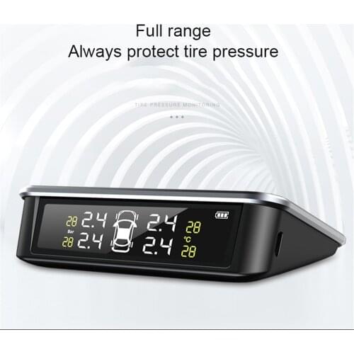 TPMS USB Solar Charging Bar Psi C' display Tire pressure alarm tool Digital Tyre air monitoring system real time auto