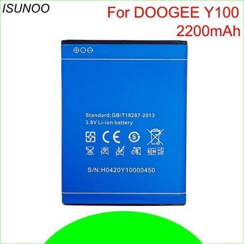 ISUNOO 5pcs/lot Battery Replacement For DOOGEE Valencia 2 Y100 Battery for DOOGEE Y100 Pro Batterie Bateria Accumulator 2200mAh