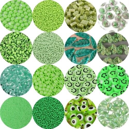 Mixed Green Miyuki Tila Seed Beads Smile Face Acrylic Round Star Loose Beads For Jewelry Making Handmade Diy Bracelet Necklace