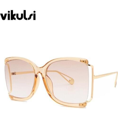 Half Frame Oversized Sunglasses Women 2020 Luxury Square Sun Glasses Female Vintage Fashion Summer Beach Shades Gradient Glasses