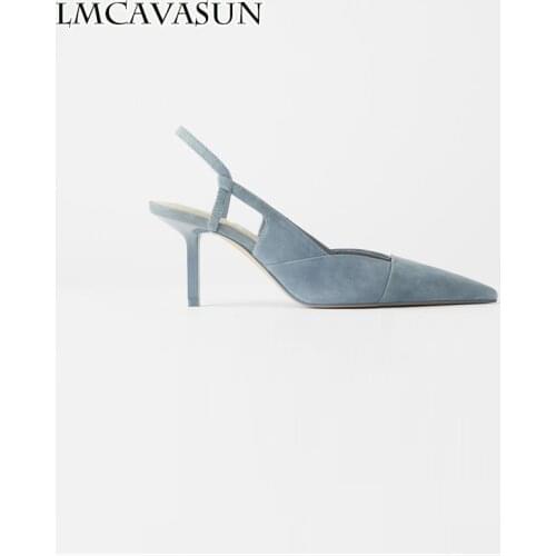 LMCAVASUN Cat Stiletto High-heeled Shoes Comfortable and Gentle Pointed Toe Back Space Roman Sandals Professional French Girl