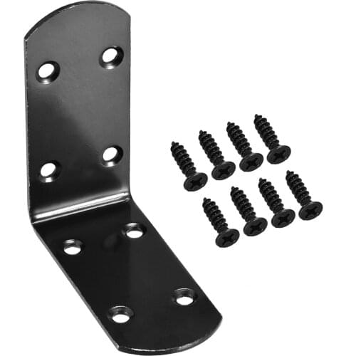 Uxcell Corner Brace Angle Bracket Fastener L Shape 85mmx85mmx37mm Black Round End 8pcs