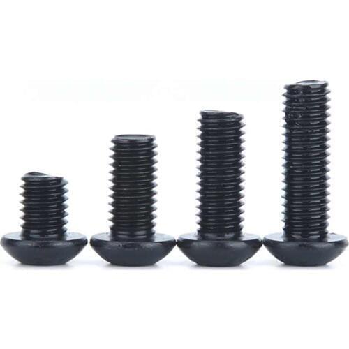 M3 M4 Length 6/8/10/12/16/20/25/30mm Black Carbon Steel Hex Socket Round Screws Bolts Fasteners