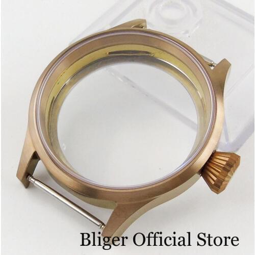 High Quality 43mm Bronze Watch Case Sapphire Glass Fit ETA 6497 6498 Hand Winding Movement