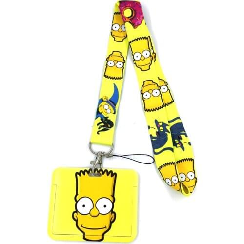 Funny Cartoon Characters Yellow Key lanyard Car KeyChain ID Card Pass Gym Mobile Phone Badge Kids Key Ring Holder Jewelry