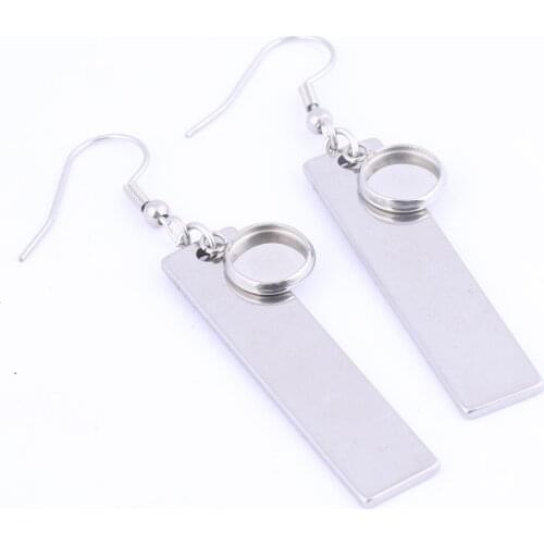 10pcs 8mm Cabochon Earring Base Setting Blanks With Rectangle Bar Chams Diy Bezels For Jewelry Making Supplies