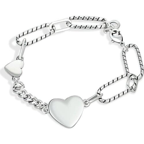 Fashion Silve Color Heart Love Bracelets Geometric Adjustable Boho Bracelets For Women Wedding Jewelry Gifts