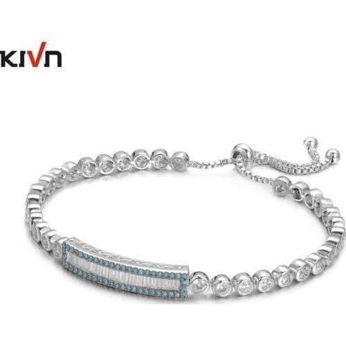 Womens Fashion jewelry Adjustable Bolo Pave CZ Cubic Zirconia Wedding Bridal Bracelets for Girls Promotion Birthday Gifts