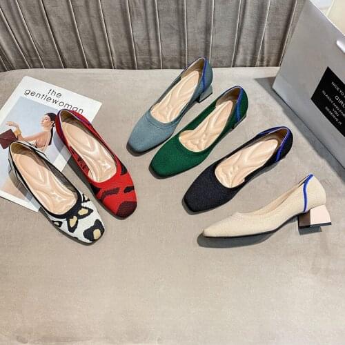 2021 new mid-heel pumps mesh pointed toe fashion womens shoes low-top shoes breathable and comfortable large size