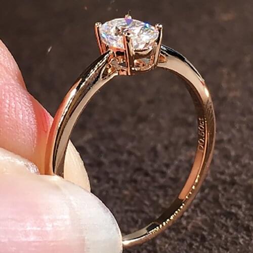 10K AU417 Rose Gold Women Wedding Anniversary Engagement Party Ring 1 2 3 4 5 Carat Oval Moissanite Diamond Ring Classic Trendy