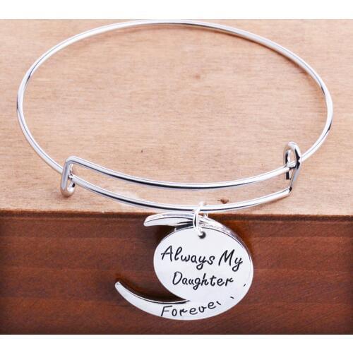 12PC Forever My Friend Moon Charms Bangles Always My Daughter Bracelets Women Family Jewelry Girls Gifts Adjustable Bangles Hot