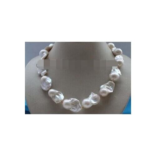 16-24 Genuine Natural White Baroque Reborn Keshi Pearl Necklace