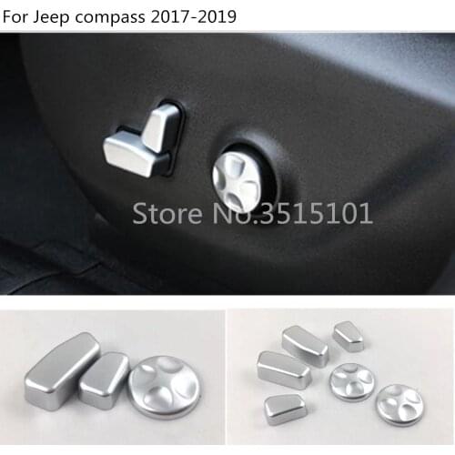 Car Cover Detector ABS Chrome Seat Adjustment Knob Button Switch Trim Accessories 3/5pcs For Jeep Compass 2017 2018 2019 2020