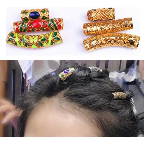 3pcs/pack Antique Silver Different 7 Styles Hair Braid Dread Dreadlock Beads Rings Tube Approx 7mm Inner Hole Jewelry