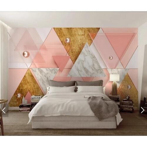 3d Abstract Geometric Pink Triangle Wall Mural Photo Wallpaper for Living Room TV Sofa Backdrop Wall Paper Room Decor Customize
