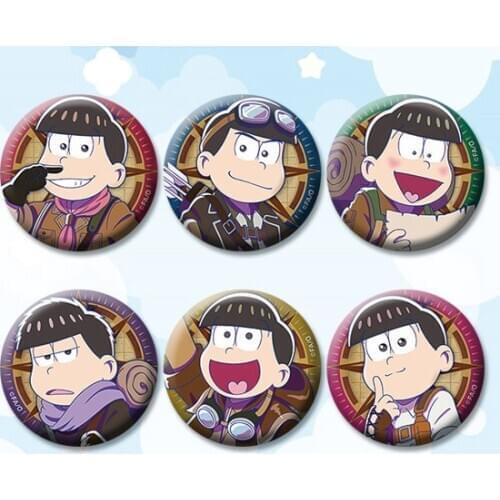 58MM anime osomatsu san Six Face Brother Iron Badges Brooch Pins On Backpack