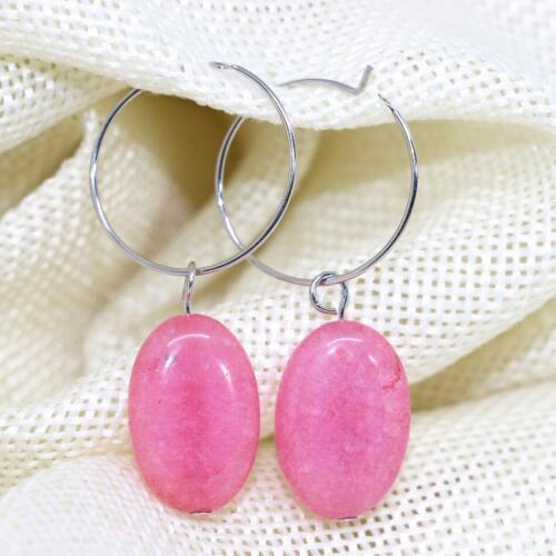 6 Colors Oval Dangle Earrings for Women Natural Stone Jades Chalcedony Eardrop High Grade Factory Outlet Jewelry 13*18mm B1781