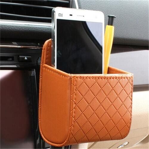 Car Organizer Storage Bag Outlet Vent Seat Back Tidy Storage Box PU Leather Coin Bag Hanging Holder Car Accessories