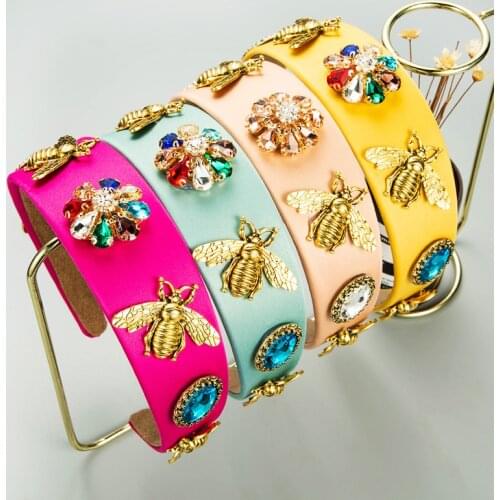 Sparkly Padded Full Rhinestone Hairbands Luxury Crystal Headbands For Girls Blue Orange Satin Hair Hoops Womens Hair Accessories