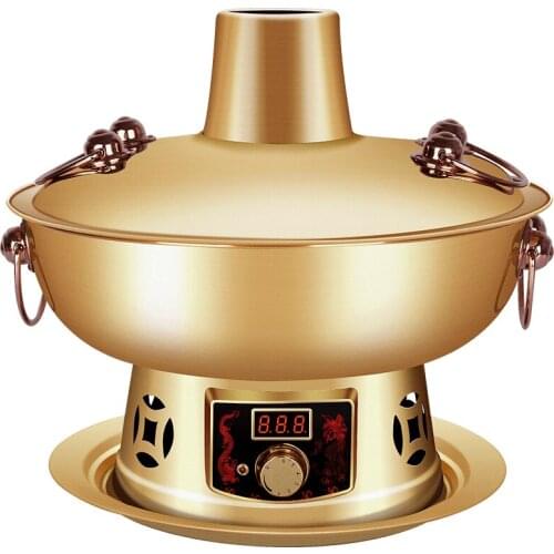 Household Electric Old-Fashioned Pure Copper Charcoal Hot Pot Cookware Old Beijing Lamb Dual Purpose Red Copper Two-flavor Pot