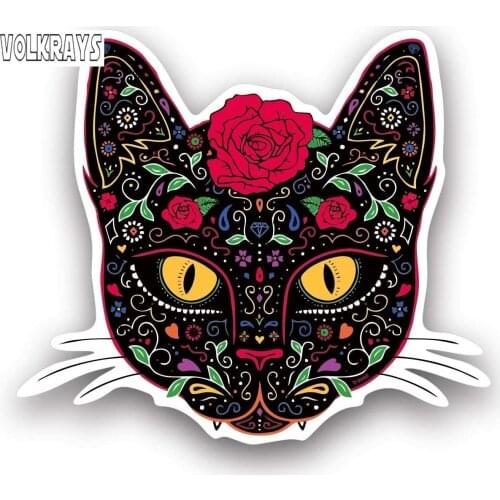 Volkrays Color Cat Car Stickers Horror Decoration Cover Scratch Waterproof Decal for Women Water Bottles Ipad PVC,10cm*8cm