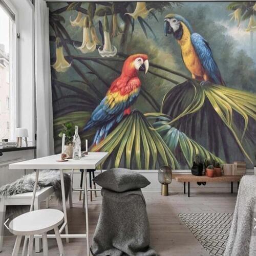 3d Origin Forest Mural Wallpaper Roll Animal Parrot Living Room Nature Landscape Wall Paper Custom Flower Textured Wallpapers