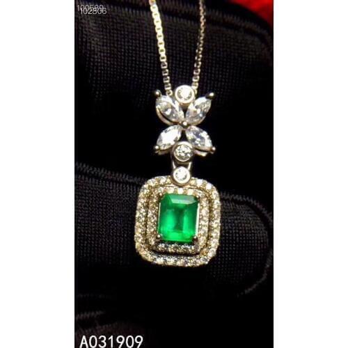 KJJEAXCMY boutique jewelry 925 sterling silver inlaid Natural emerald necklace ladies pendant supports detection classic