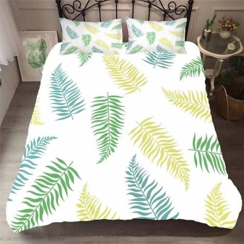 A Bedding Set 3D Printed Duvet Cover Bed Set Tropical Green Plant Home Textiles for Adults Bedclothes with Pillowcase #RDZW13