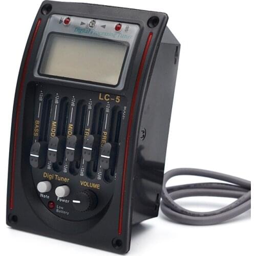 LC-5 5 Bands Acoustic Guitar Pickup EQ Preamp LCD Tuner Piezo Pickup Equalizer System