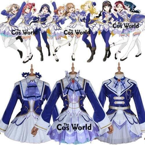 Love Live Sunshine Aqours over the rainbow Takami Chika Ohara Mari Matsuura kanan Kurosawa Dia Dress Uniform Cosplay Costumes