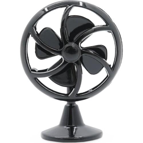 Odoria 1:12 Miniature Vintage Metal Black Fan Furniture Model Living Room Home Dollhouse Accessories Doll House Decoration