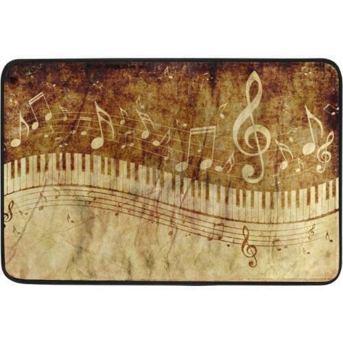 Music Series Doormat Music Notes Kitchen Floor Mats Vintage Background Carpet Rugs for Bedroom