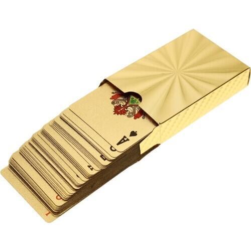 2020 New Waterproof Gold Playing Cards Plastic Poker Game Deck Foil PokersMagic Board Game Gift Collection