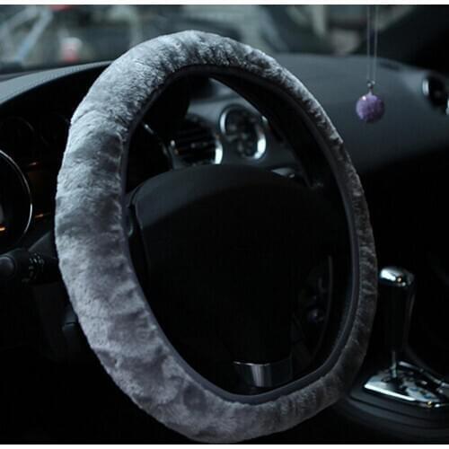 New Car Steering Wheel Cover Soft Short Plush Autumn Winter Faux fur Hand Brake & Gear Cover Set Car Interior Accessories Goods