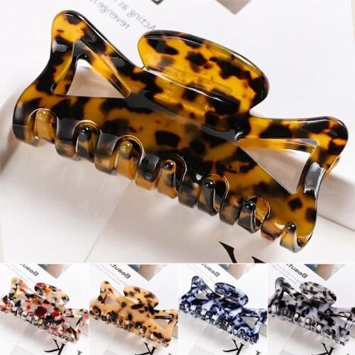 Vintage New Oversized Big Acetate Hair Claw Clip Ins Hollowed Crab Large Size Tortoise Shell Clamps for Women Hair Accessories