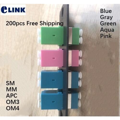 200PCS LC fiber adapter Duplex without Flange SM MM OM3 OM4 APC optic coupler one body type IL