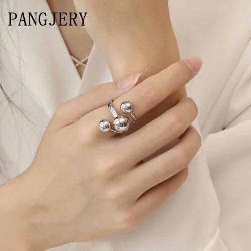 PANGJERY 925 Sterling Silver Opening Rings for Charm Women Trendy Elegant Planet Irregular Pattern Engagement Fine Jewelry Gifts