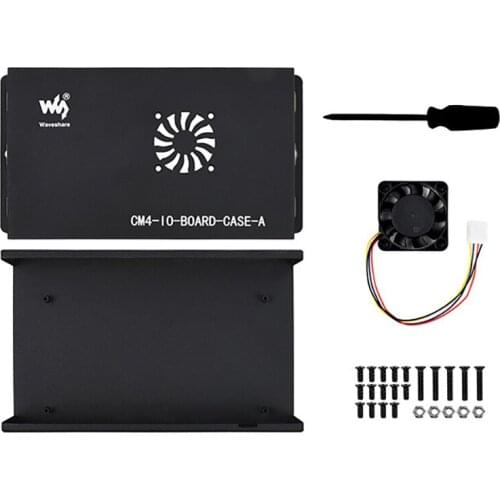 Waveshare for Raspberry Pi Computing Module CM4 IO Expansion Board Metal Frosted Shell with Fan Support Wall Hanging