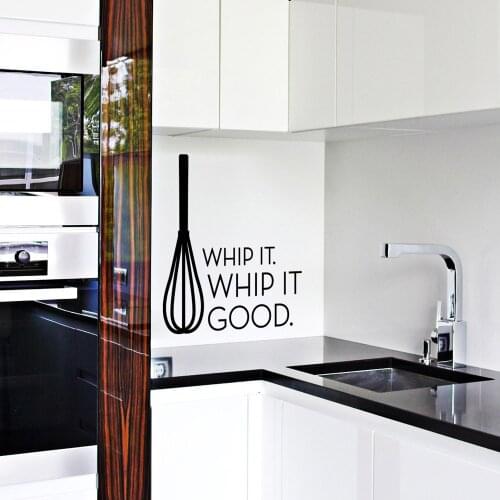 Simple Kitchen Dedicated Wall Sticker Quote Whip it Good Whisk Chef Removable Wall Decals Modern Baking Cake Wall Decor SYY185