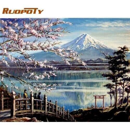 RUOPOTY Painting By Numbers Kits For Adults HandPainted Trees Landscape Modern Wall Art Canvas Painting Diy Gift Arts