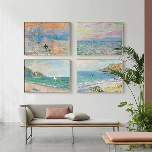 Modern Abstract Landscape Wall Art Famous Monet Canvas Painting Nordic Poster Print Wall Picture for Living Room Home Decorative
