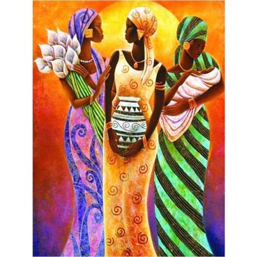 Three African Women Diamond Painting Portrait Round Full Drill Nouveaute DIY Mosaic Embroidery 5D Cross Stitch Home Decor Gifts
