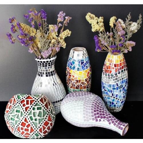 Unique DIY Wood Vases DIY Mosaic Wooden Vase Embryo Flower Pot Vase Household Decoration Handmade Gifts