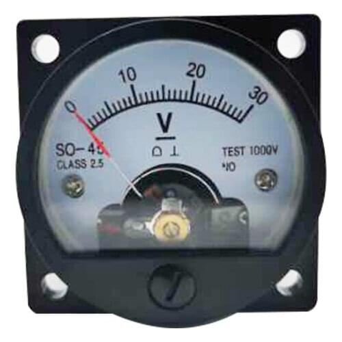 SO-45 DC Voltmeter 10V 30V 50V 250V 300V DC Round Pointer Voltmeter 47*47MM