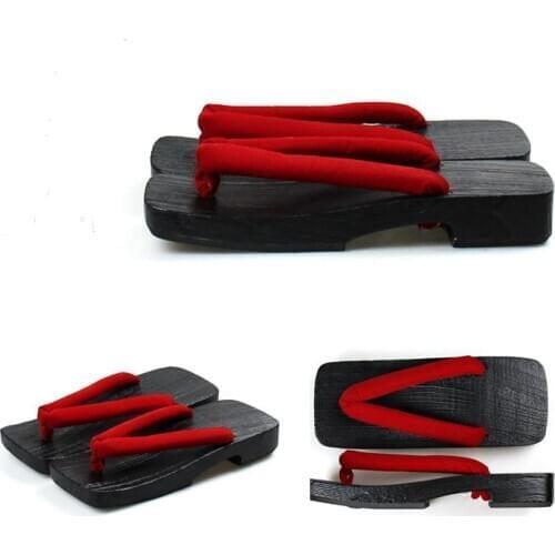 [wamami] New Adult Men Wood Geta Shoes Zori Sandals Cosplay Geta Red 25cm