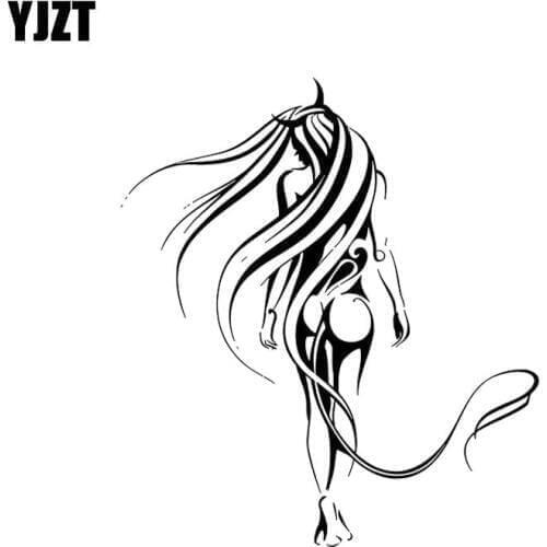 YJZT 11.9*13.2CM Artistical Figure Sexy Girl Black/Silver Vinyl Decals Good Quality Covering The Body Popular Design C20-0346