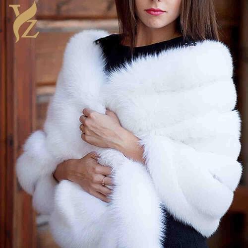 YZ.FURTURE Real Fox Fur Coat White Real Fox Fur Shawl Full Pelt Fox Fur Fur Coats Bridge Women Coat Fox Poncho Wedding Genuine